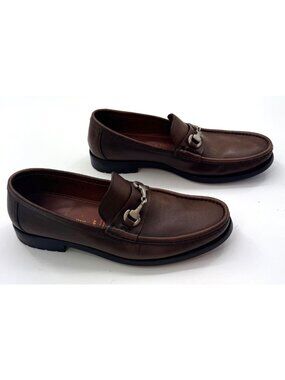 Allen Edmonds Mens Brown Leather Italian Loafers  Silver Horsebit Detail Size 12